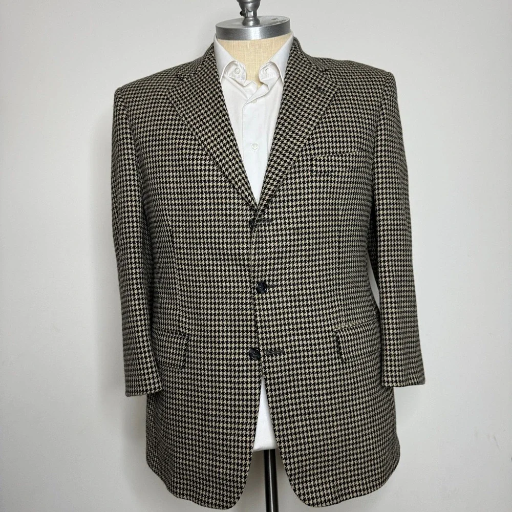 Southwick for Harrison LTD Houndstooth‎ Wool Blazer Jacket Size 43R